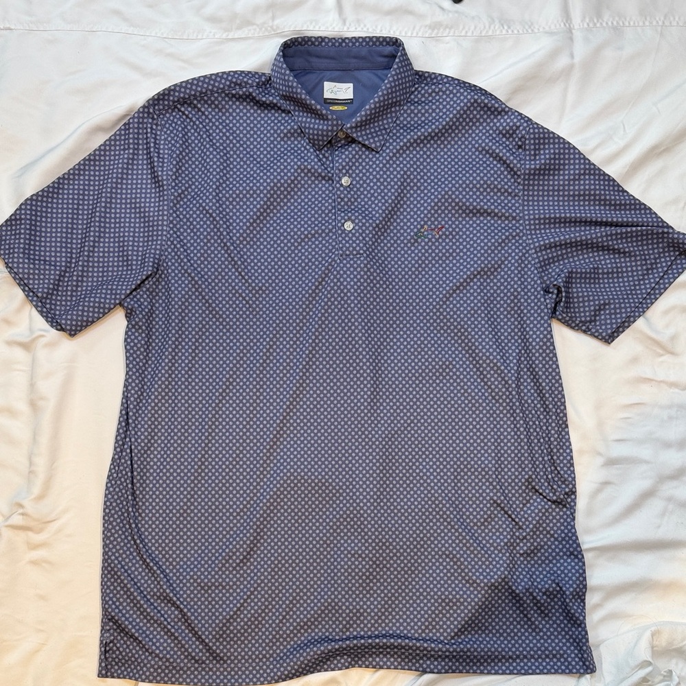 Greg Norman Shark Men's Blue Patterned Polo Golf Shirt